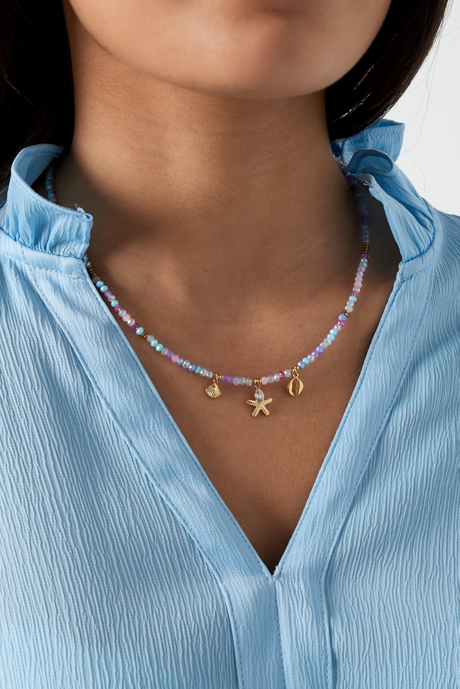 necklace shell party - blue  Picture2